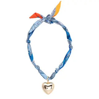 Scarf Necklace - Blue Hearts