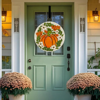 Cream Polka Dot Pumpkin Doorhanger