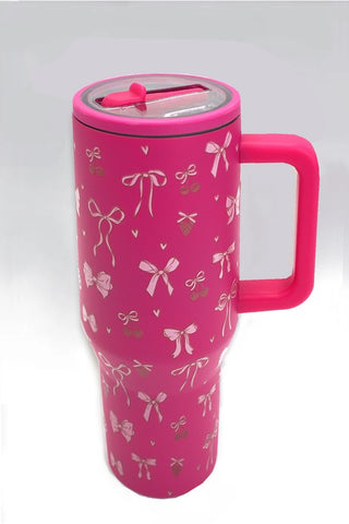 Fucsia Bow 40oz. Tumbler