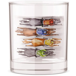 Horse Racing Ariel Horses Whisky Rocks Glass