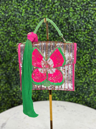 Glam Floral Top Handle Bag