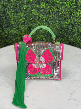 Glam Floral Top Handle Bag