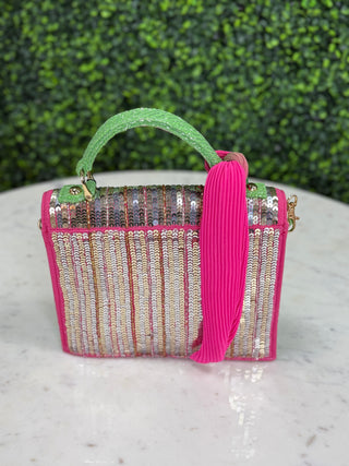 Glam Floral Top Handle Bag