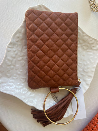 Brown Clutch with Gold ring