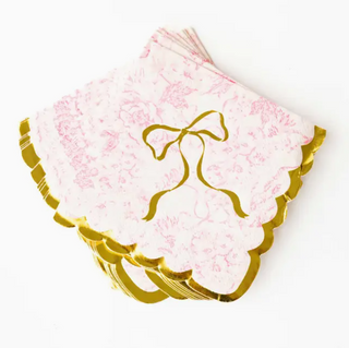 Pink Bow Toile Paper Beverage Napkin Packs