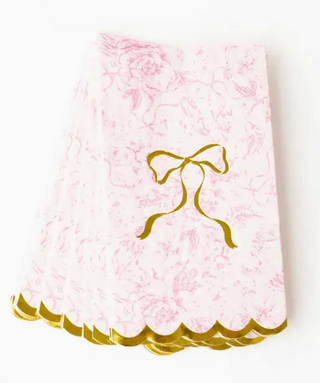 Pink Bow Toile Paper Guest Towel Packs