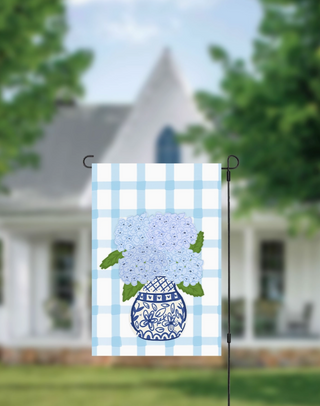 Blue Gingham Garden Flag