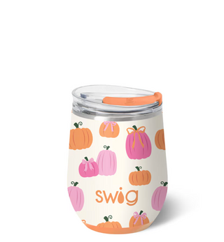 Pumpkins and Bows Stemless Wine Cup 12oz