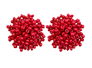 Pom Earrings Red