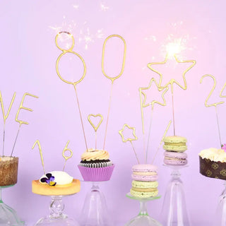 Mini Gold Milestone Number Sparklers- 16