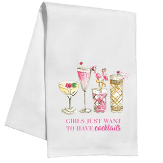 Pink Cocktails Tea Towel