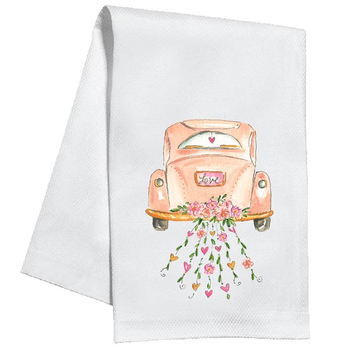 Handainted Wedding Car Kitchen Towel