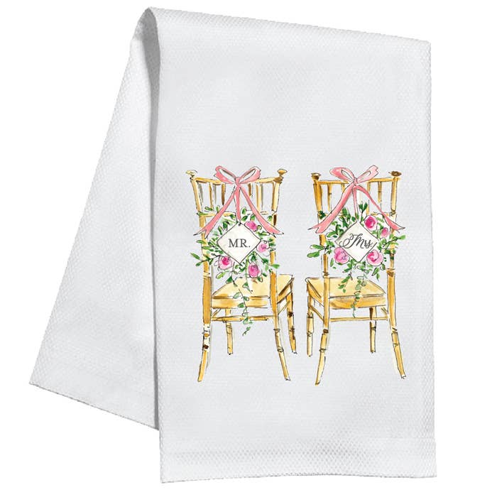 Handpainted Mr and Mrs Chairs Kitchen Towel