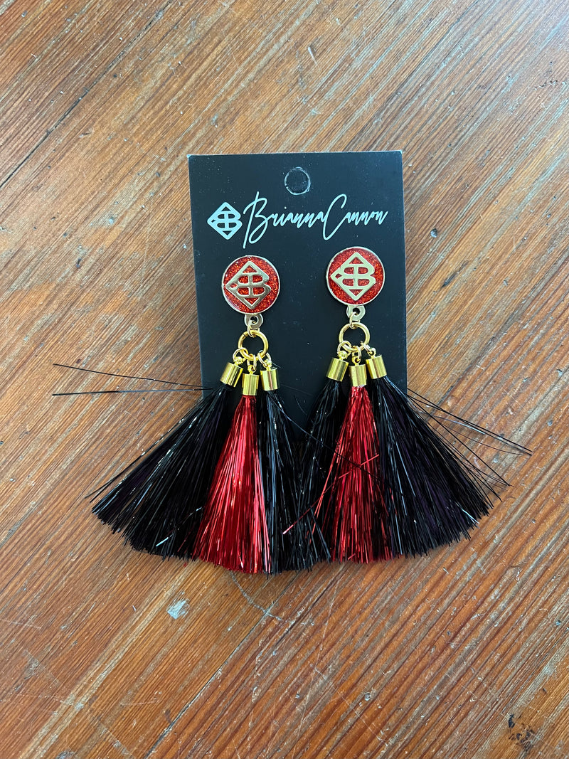 Red & Black Tassel Earrings