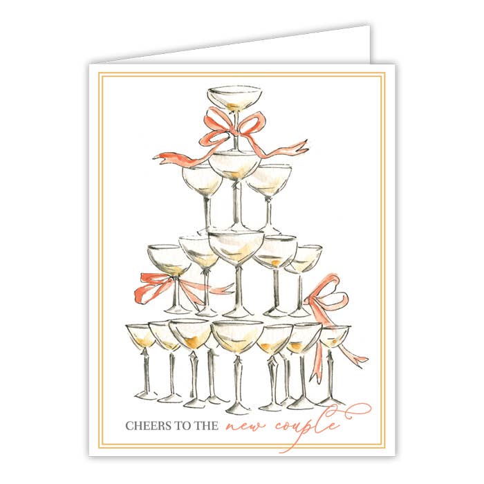 Cheers To The New Couple Champagne Glass Tower Greeting Card